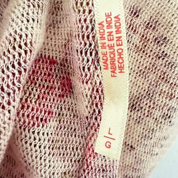 Free People Oh My Baby Tee Cropped Top Mesh Ruched Floral Boho Festival Large - Picture 7 of 10